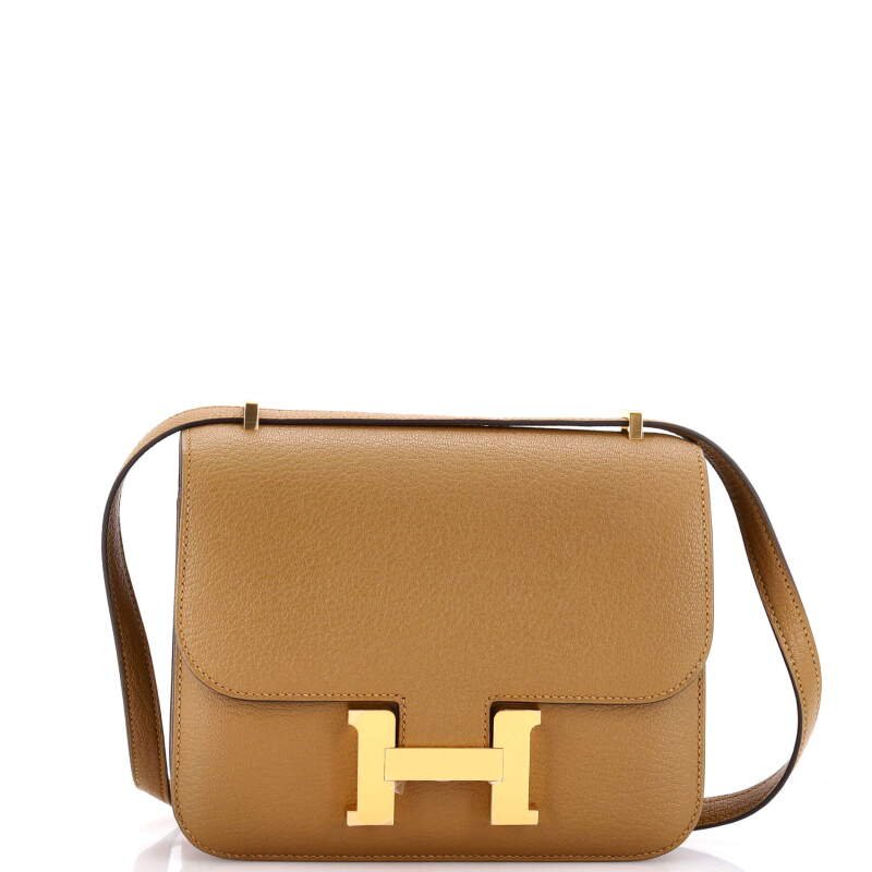 Hermès Bronze Dore Chèvre Mysore Mini Constance 18 Gold Hardware, 2024