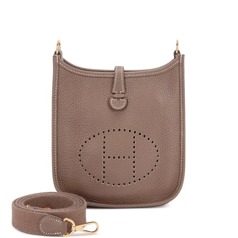 Hermès Etoupe Clemence Mini Evelyne TPM 16 Gold Hardware, 2021