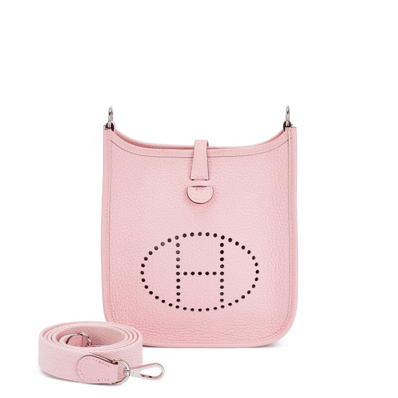 Hermès Rose Sakura Clemence Mini Evelyne II TPM 16 Palladium Hardware, 2015