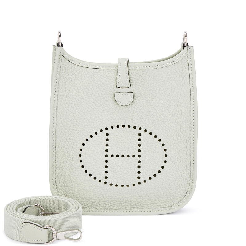 Hermès Gris Neve Clemence Mini Evelyne II TPM 16 Palladium Hardware, 2023