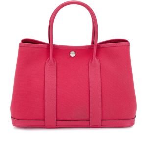 Hermès Rose Mexico Negonda and Rouge Grenat Toile Garden Party 30 Palladium Hardware, 2020 Hermès Rose Mexico Negonda and Rouge Grenat Toile Garden Party 30 Palladium Hardware, 2020