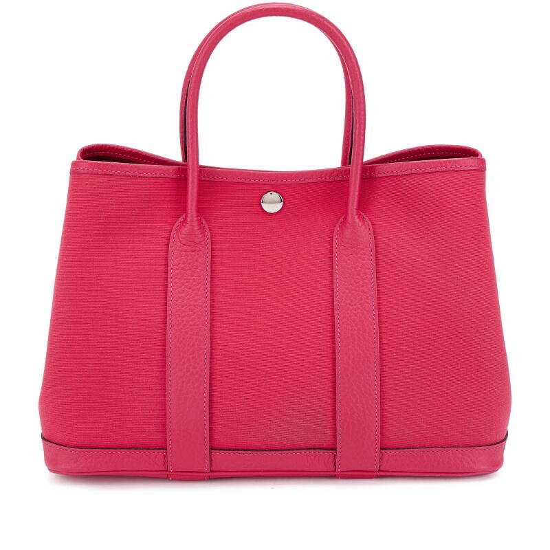 Hermès Rose Mexico Negonda and Rouge Grenat Toile Garden Party 30 Palladium Hardware, 2020