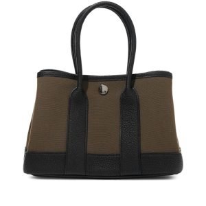 Hermès Black Negonda and Vert Olive Toile H Neo Garden Party 23 Palladium Hardware, 2026 Hermès Black Negonda and Vert Olive Toile H Neo Garden Party 23 Palladium Hardware, 2026