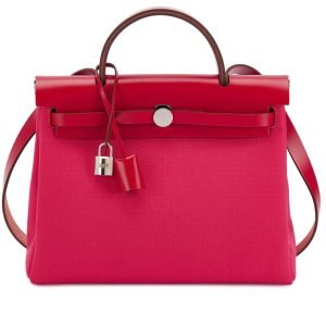 Hermès Rouge Piment Vache Hunter and Rose Mexico Toile Herbag Zip 31 Palladium Hardware, 2020