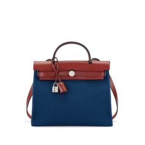 Hermès Rouge H Vache Hunter and Bleu de Malte Toile Herbag Zip 31 Palladium Hardware, 2015