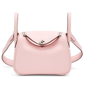 Hermès Rose Sakura Swift Mini Lindy 20 Palladium Hardware, 2021