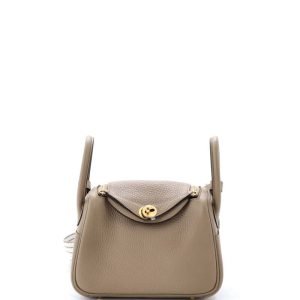 Hermès Etoupe Clemence Mini Lindy 20 Gold Hardware, 2026