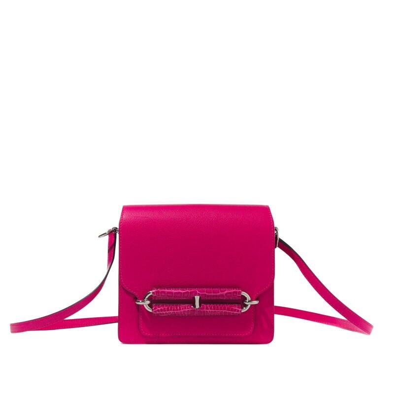 Hermès Rose Mexico Evercolor and Alligator Touch Mini Roulis 18 Palladium Hardware, 2020