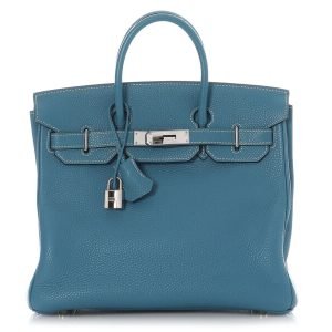 Hermès Bleu Jean Togo Birkin HAC Haut à Courroies 28 Palladium Hardware, 2005 Hermès Bleu Jean Togo Birkin HAC Haut à Courroies 28 Palladium Hardware, 2005