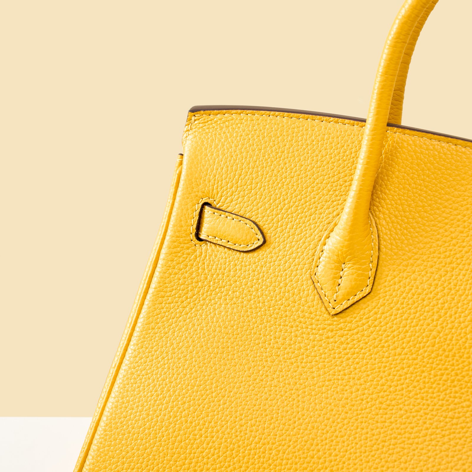 JX Birkin 25 in Amber Yellow with Contrast Stitching – Artisan Code 052, Hand-Stitched, Stainless Steel Hardware