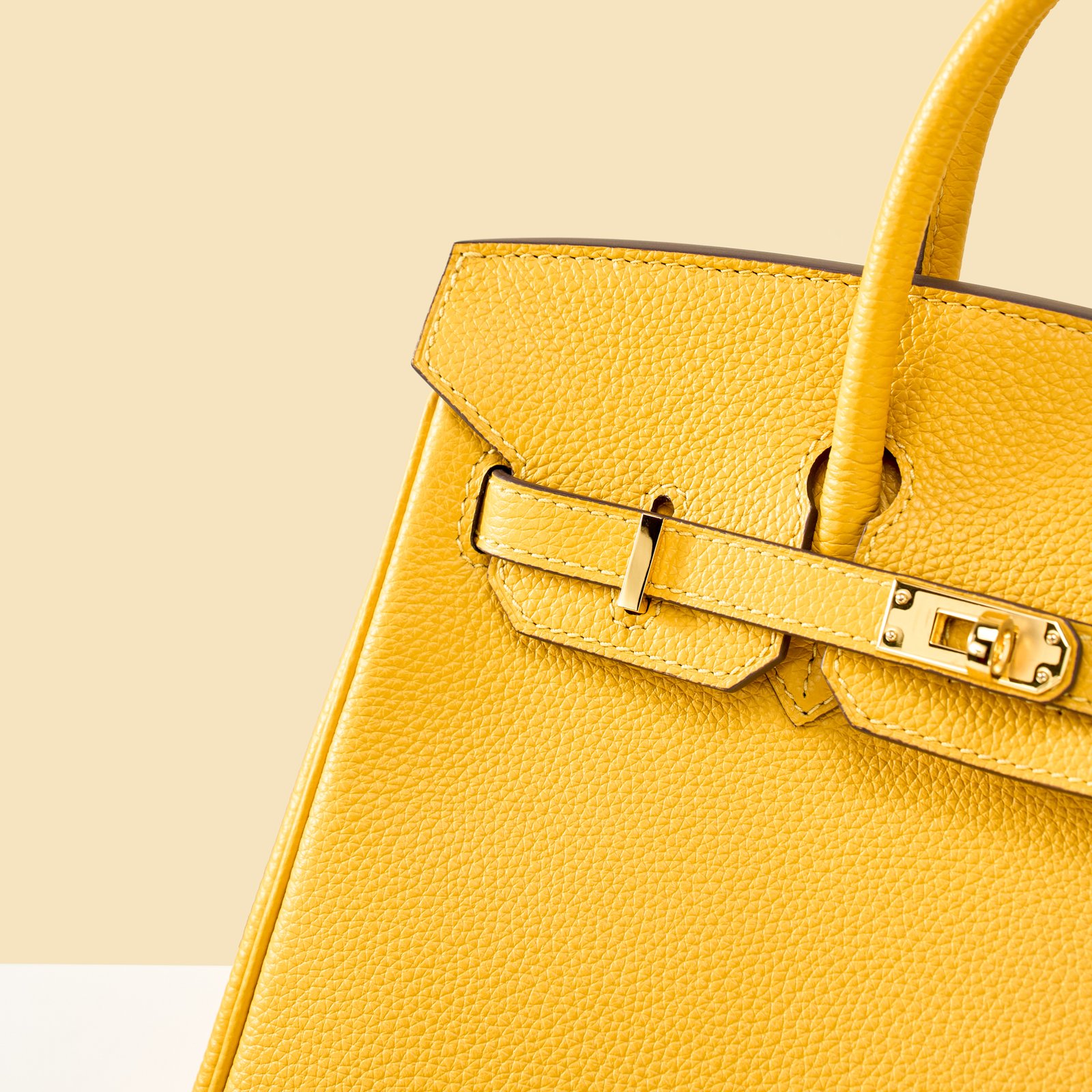 JX Birkin 25 in Amber Yellow with Contrast Stitching – Artisan Code 052, Hand-Stitched, Stainless Steel Hardware