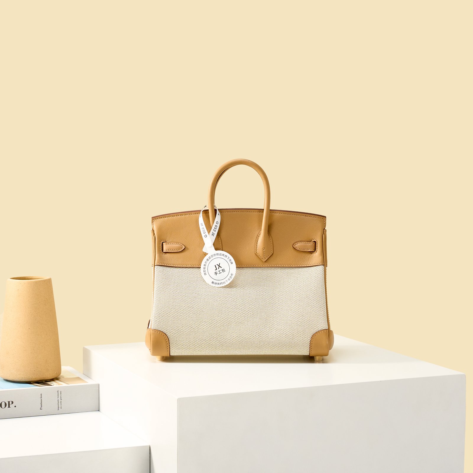 JX Birkin 25 in Biscuit – Artisan Code 052, Hand-Stitched, Stainless Steel Hardware