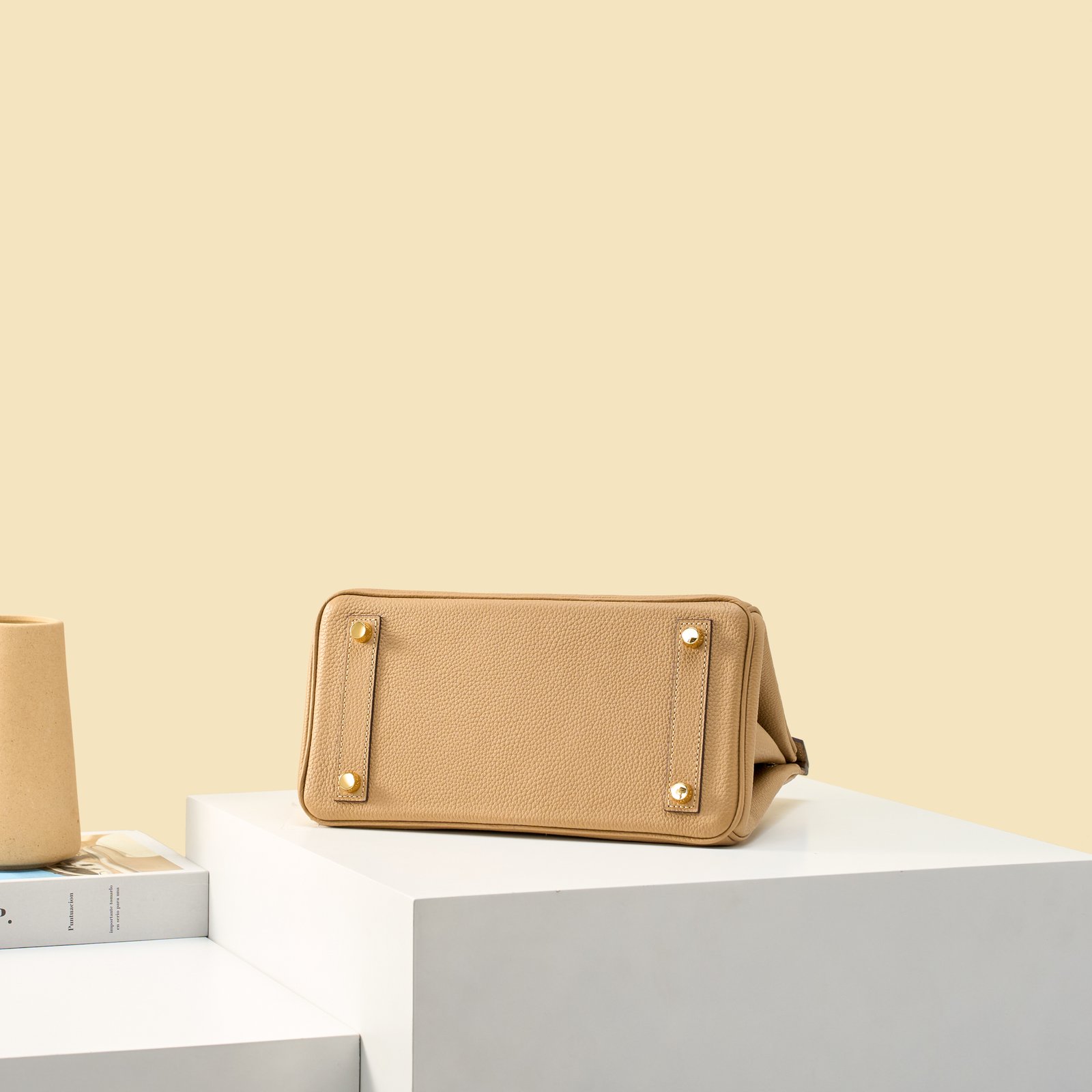 JX Birkin 25 in Biscuit with Contrast Stitching – Artisan Code 052, Hand-Stitched, Stainless Steel Hardware