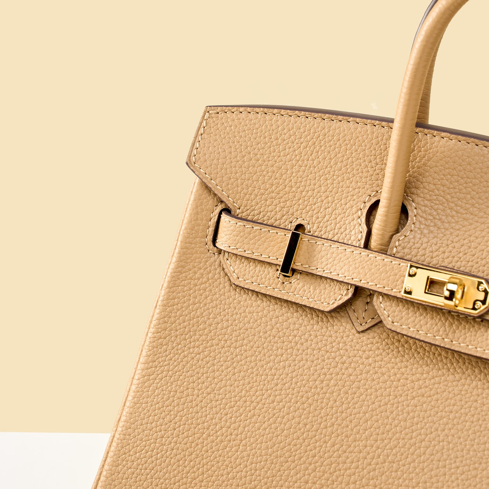 JX Birkin 25 in Biscuit with Contrast Stitching – Artisan Code 052, Hand-Stitched, Stainless Steel Hardware