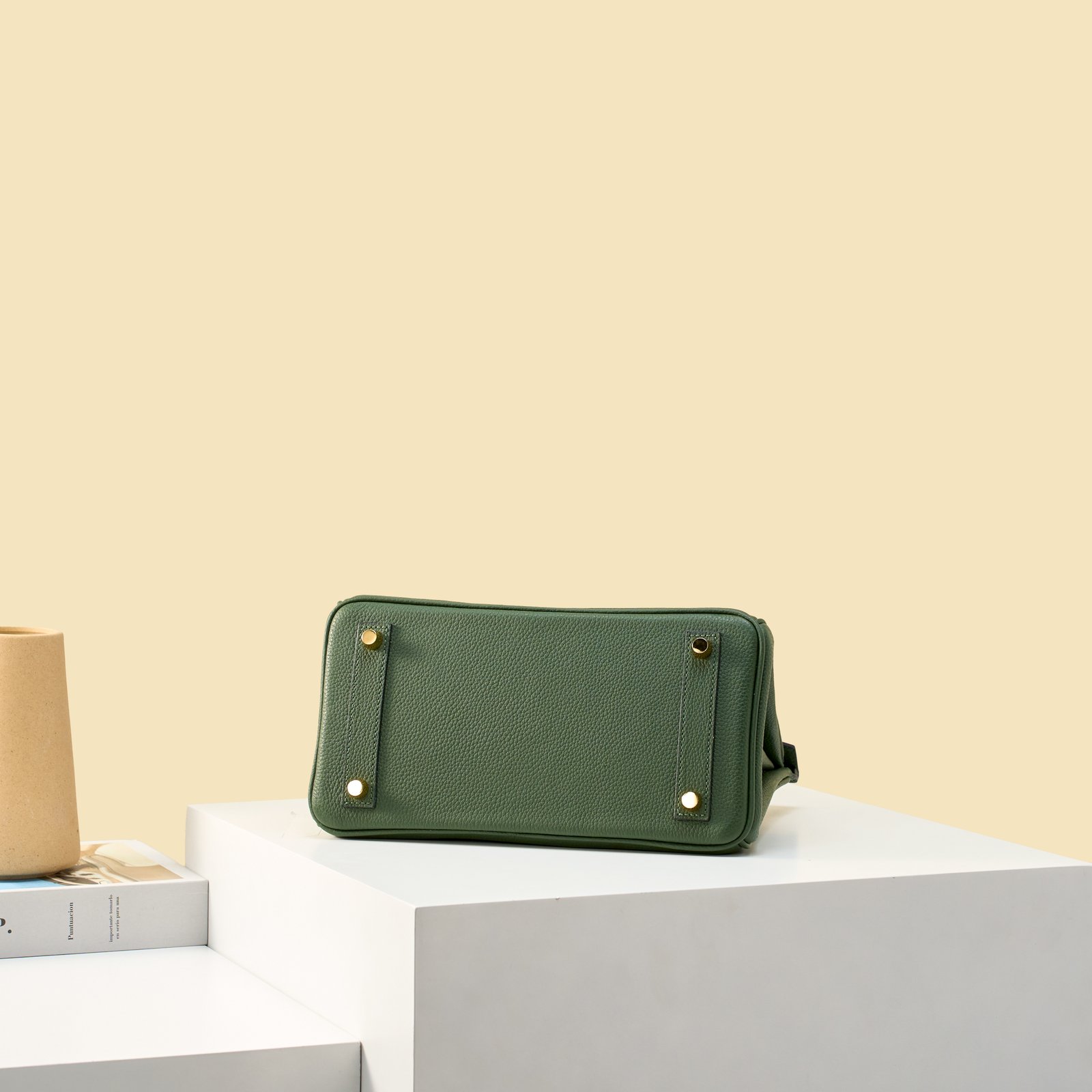 JX Birkin 25 in British Green with Contrast Stitching – Artisan Code 052, Hand-Stitched, Stainless Steel Hardware