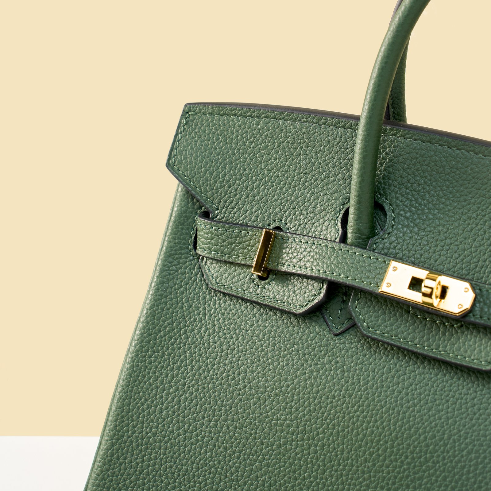 JX Birkin 25 in British Green with Contrast Stitching – Artisan Code 052, Hand-Stitched, Stainless Steel Hardware