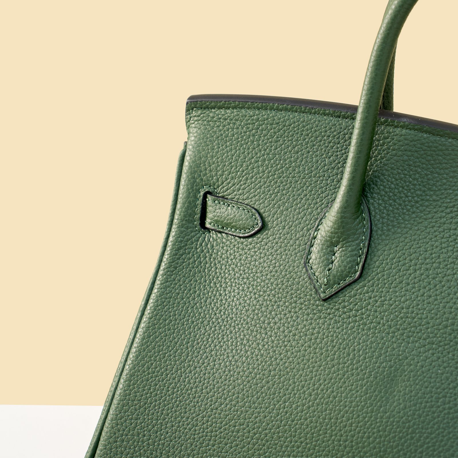JX Birkin 25 in British Green with Contrast Stitching – Artisan Code 052, Hand-Stitched, Stainless Steel Hardware