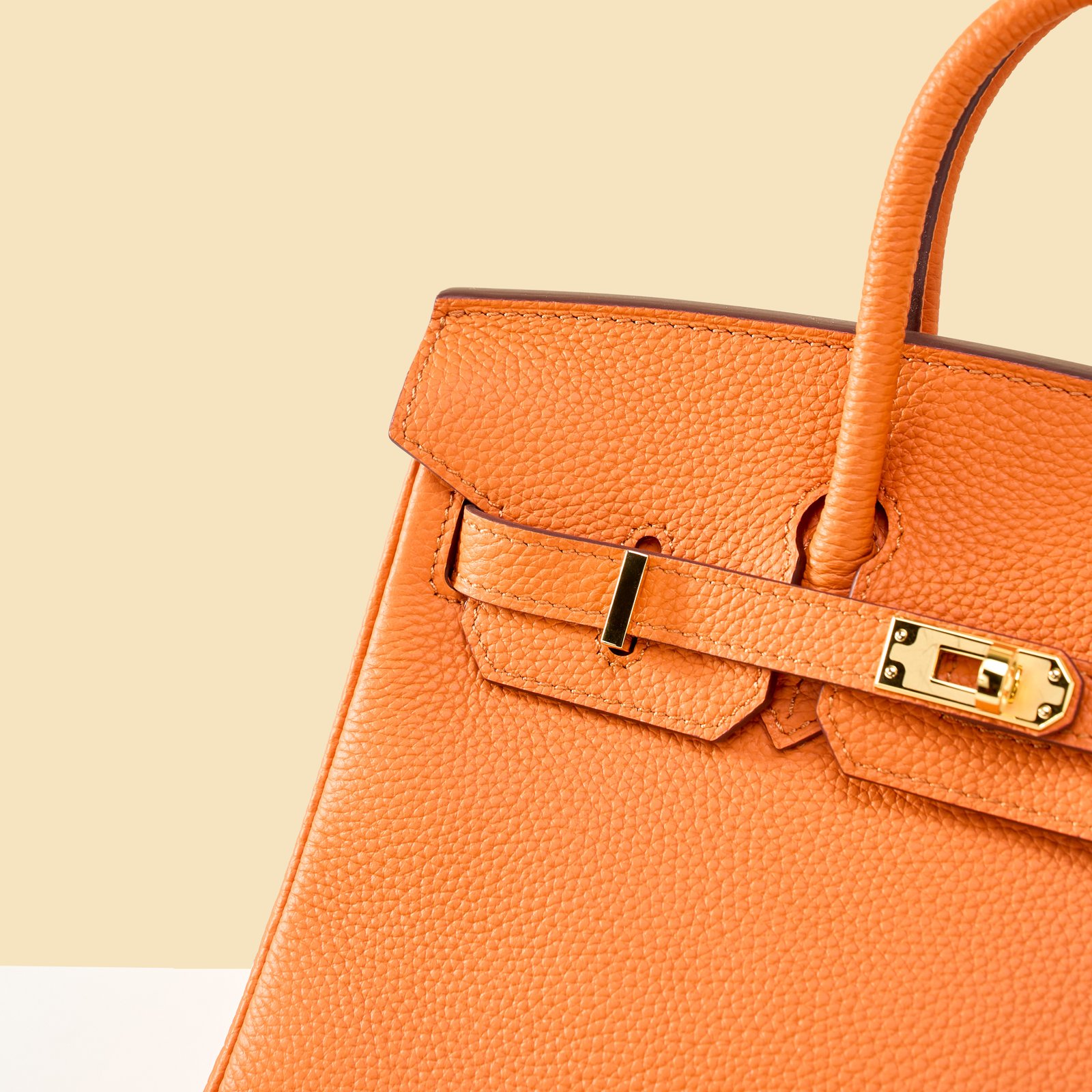 JX Birkin 25 in Classic Orange with Contrast Stitching – Artisan Code 052, Hand-Stitched, Stainless Steel Hardware