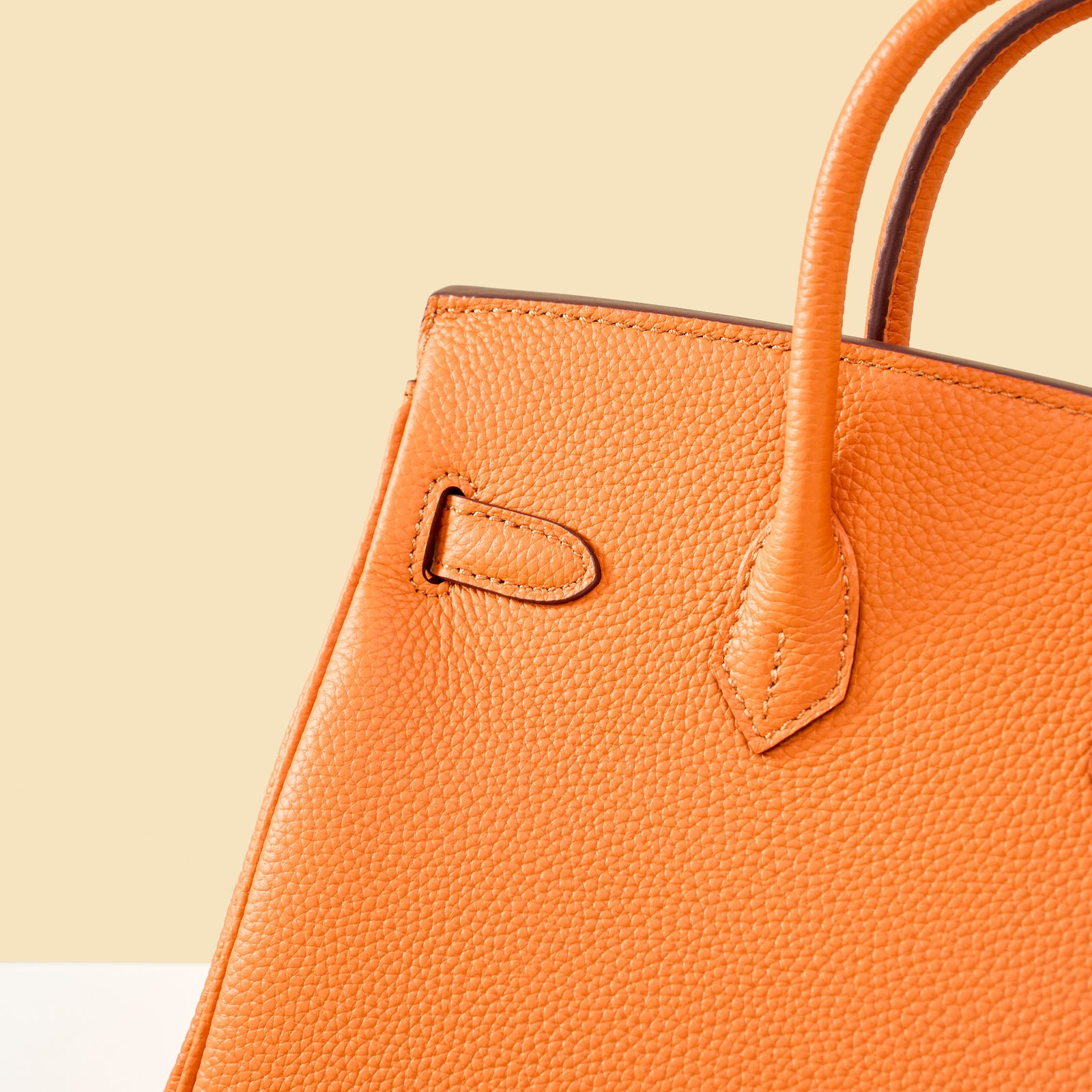 JX Birkin 25 in Classic Orange with Contrast Stitching – Artisan Code 052, Hand-Stitched, Stainless Steel Hardware