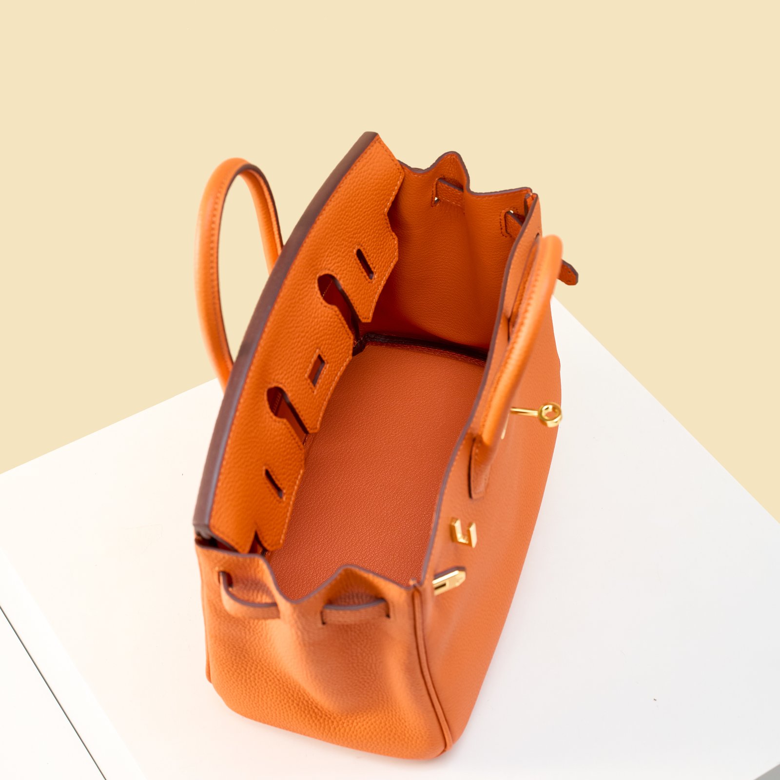 JX Birkin 25 in Classic Orange with Contrast Stitching – Artisan Code 052, Hand-Stitched, Stainless Steel Hardware