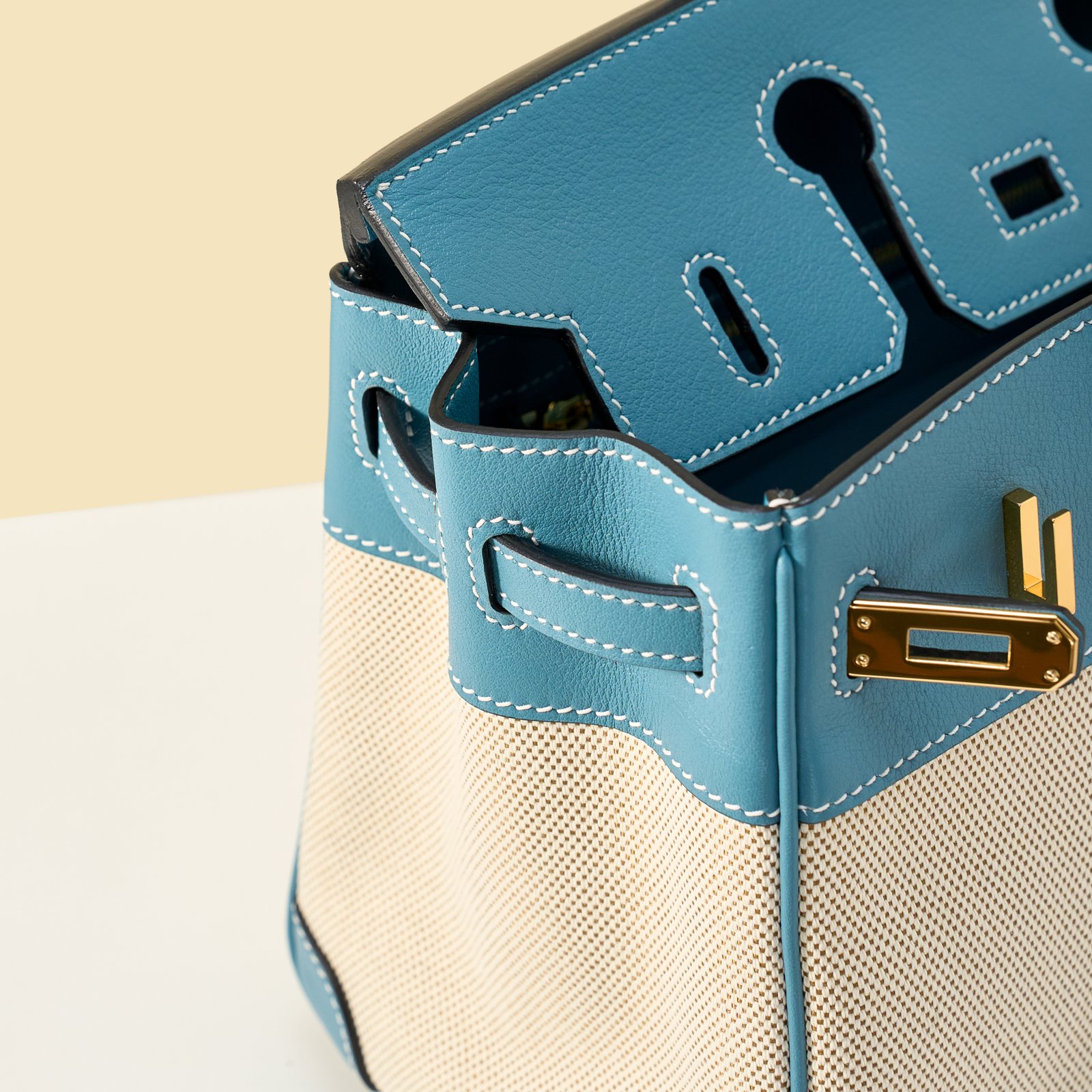 JX Birkin 25 in Denim Blue – Artisan Code 052, Hand-Stitched, Stainless Steel Hardware