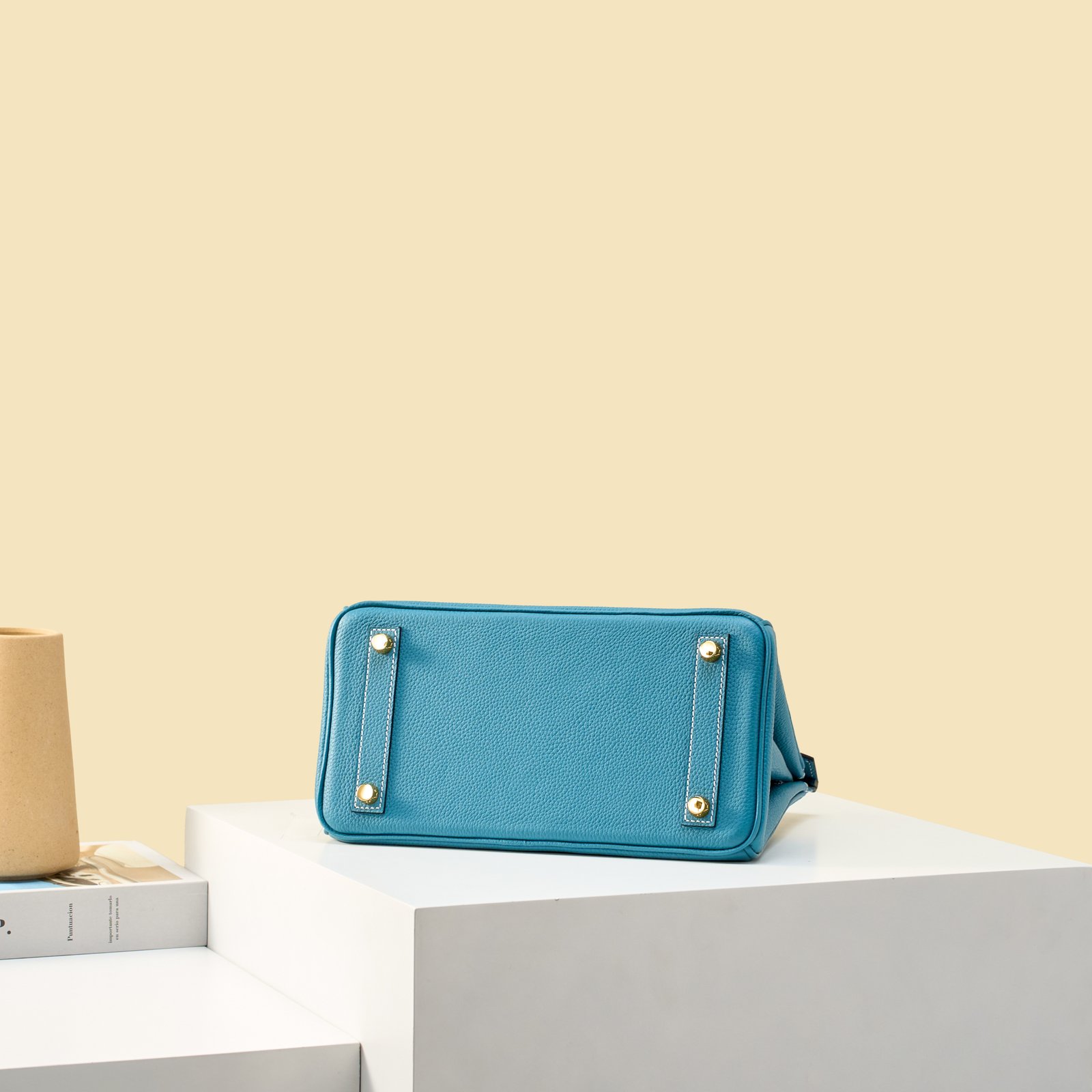 JX Birkin 25 in Denim Blue with Contrast Stitching – Artisan Code 052, Hand-Stitched, Stainless Steel Hardware