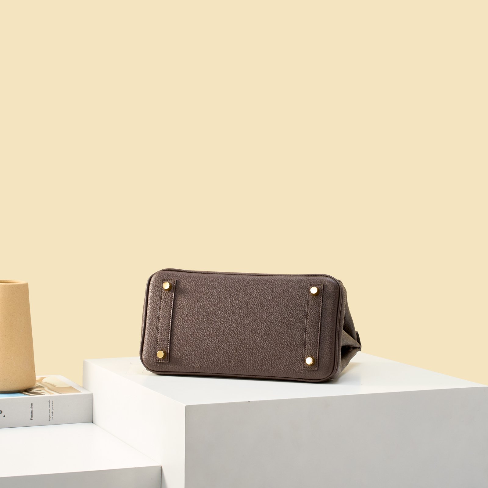 JX Birkin 25 in Ebony with Contrast Stitching – Artisan Code 052, Hand-Stitched, Stainless Steel Hardware