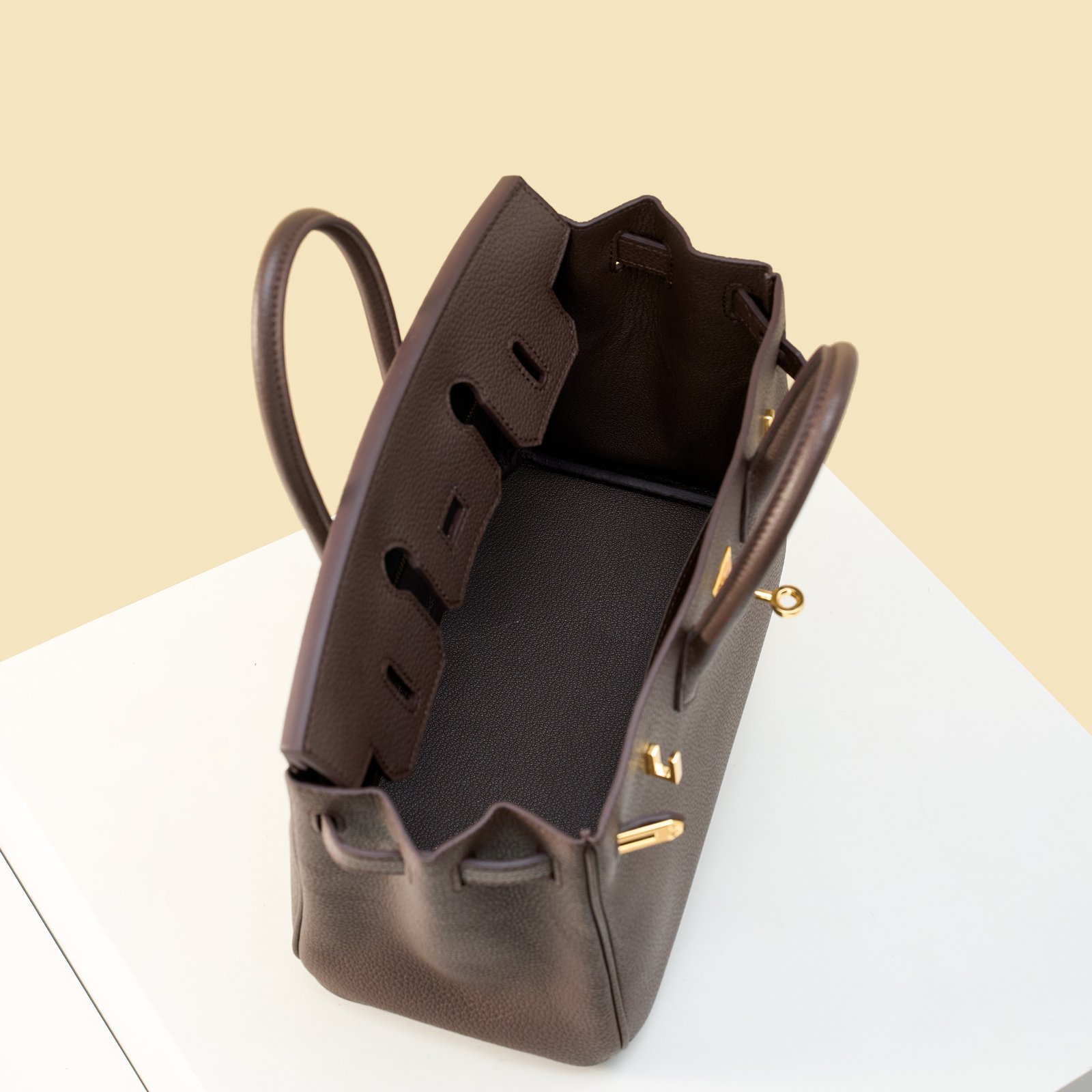 JX Birkin 25 in Ebony with Contrast Stitching – Artisan Code 052, Hand-Stitched, Stainless Steel Hardware