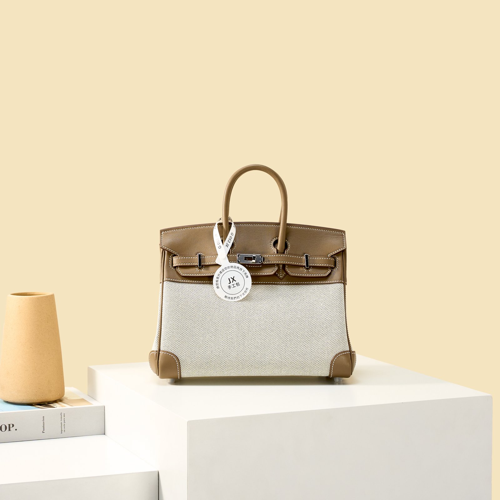 JX Birkin 25 in Etoupe – Artisan Code 052, Hand-Stitched, Stainless Steel Hardware
