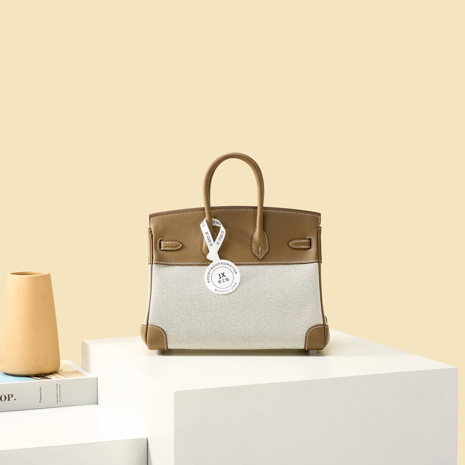 JX Birkin 25 in Etoupe – Artisan Code 052, Hand-Stitched, Stainless Steel Hardware