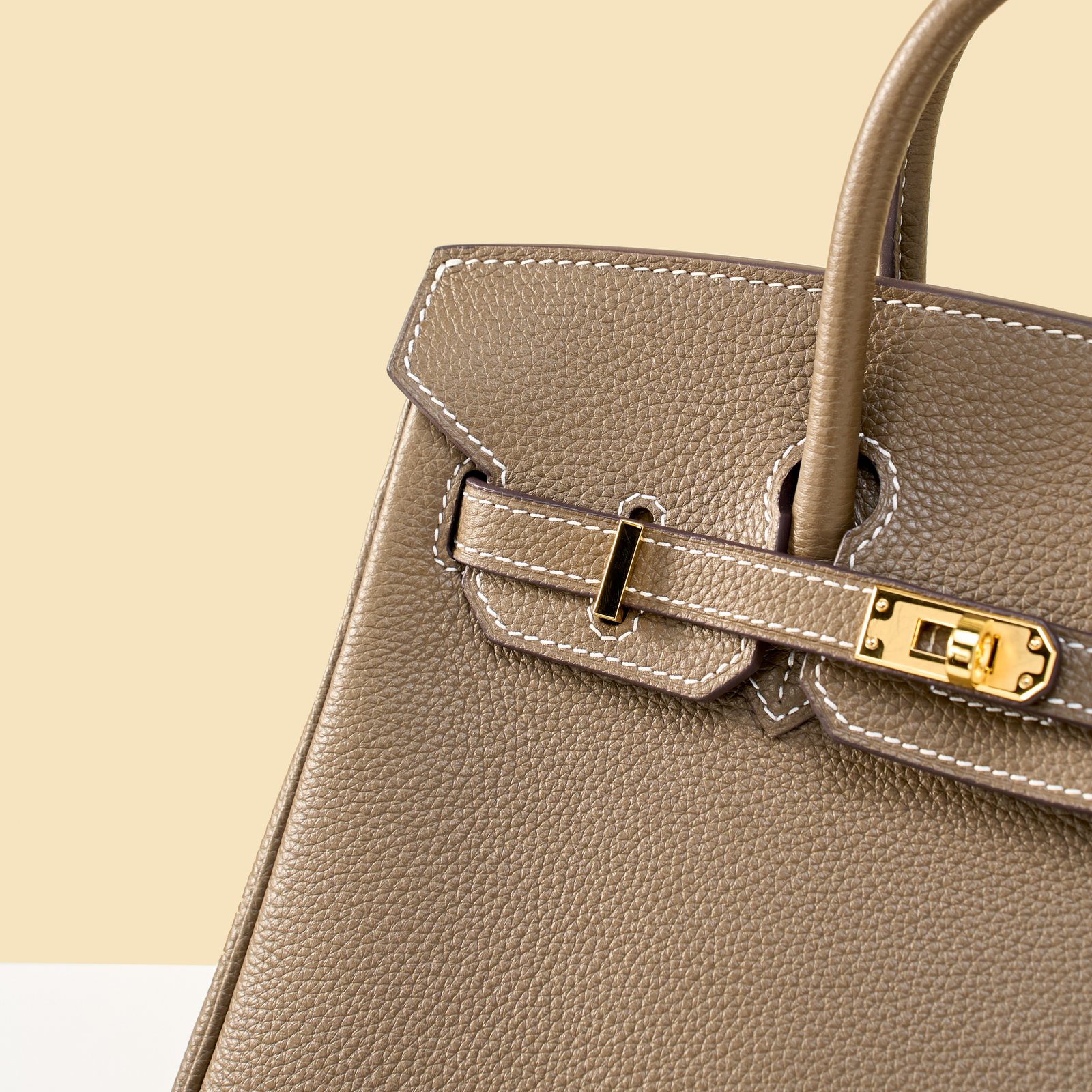 JX Birkin 25 in Etoupe with Contrast Stitching – Artisan Code 052, Hand-Stitched, Stainless Steel Hardware