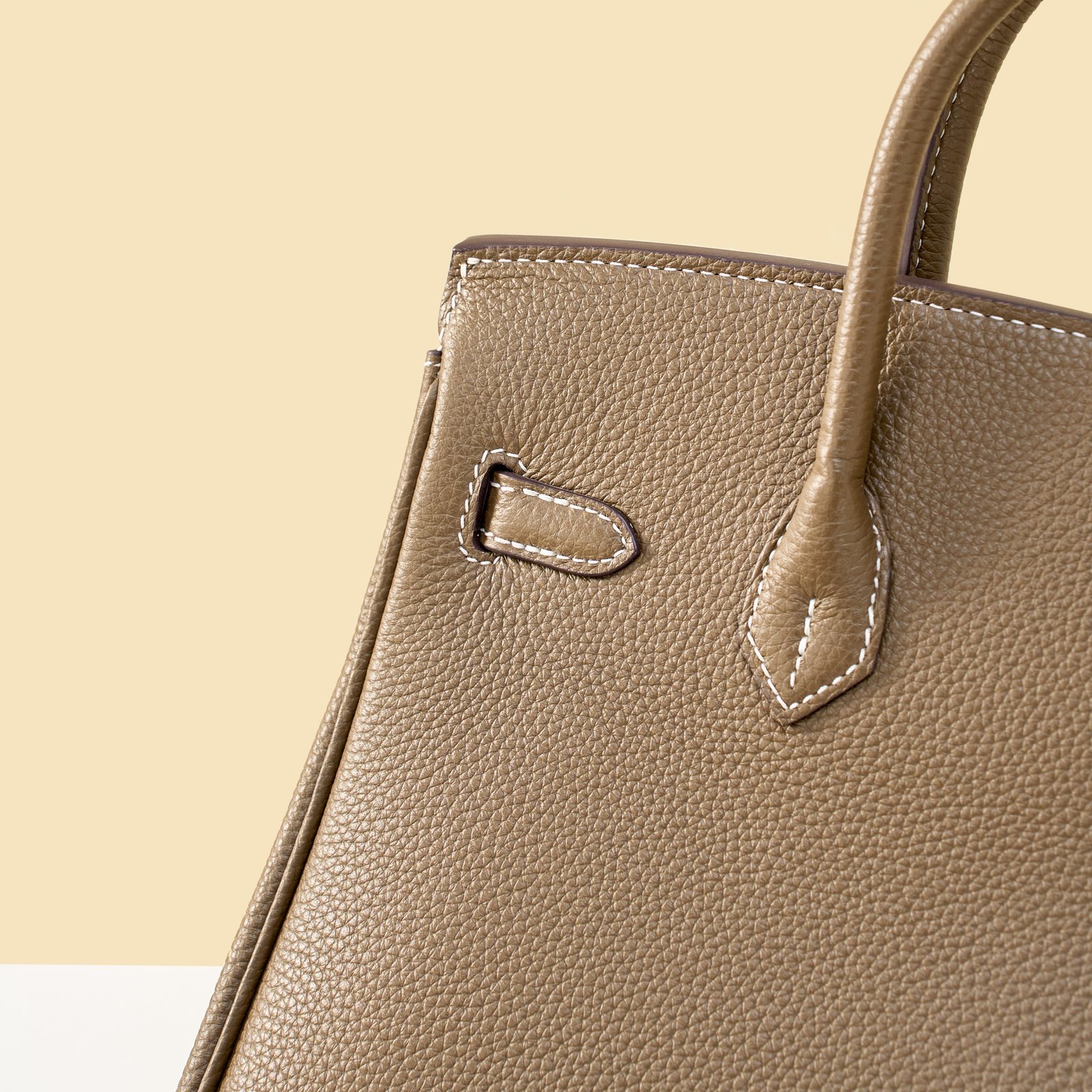 JX Birkin 25 in Etoupe with Contrast Stitching – Artisan Code 052, Hand-Stitched, Stainless Steel Hardware