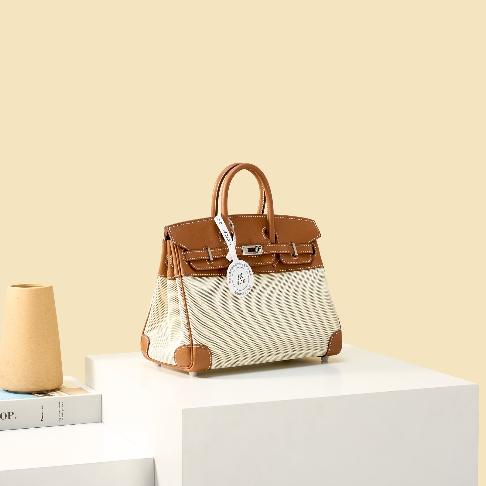 JX Birkin 25 in Gold – Artisan Code 052, Hand-Stitched, Stainless Steel Hardware