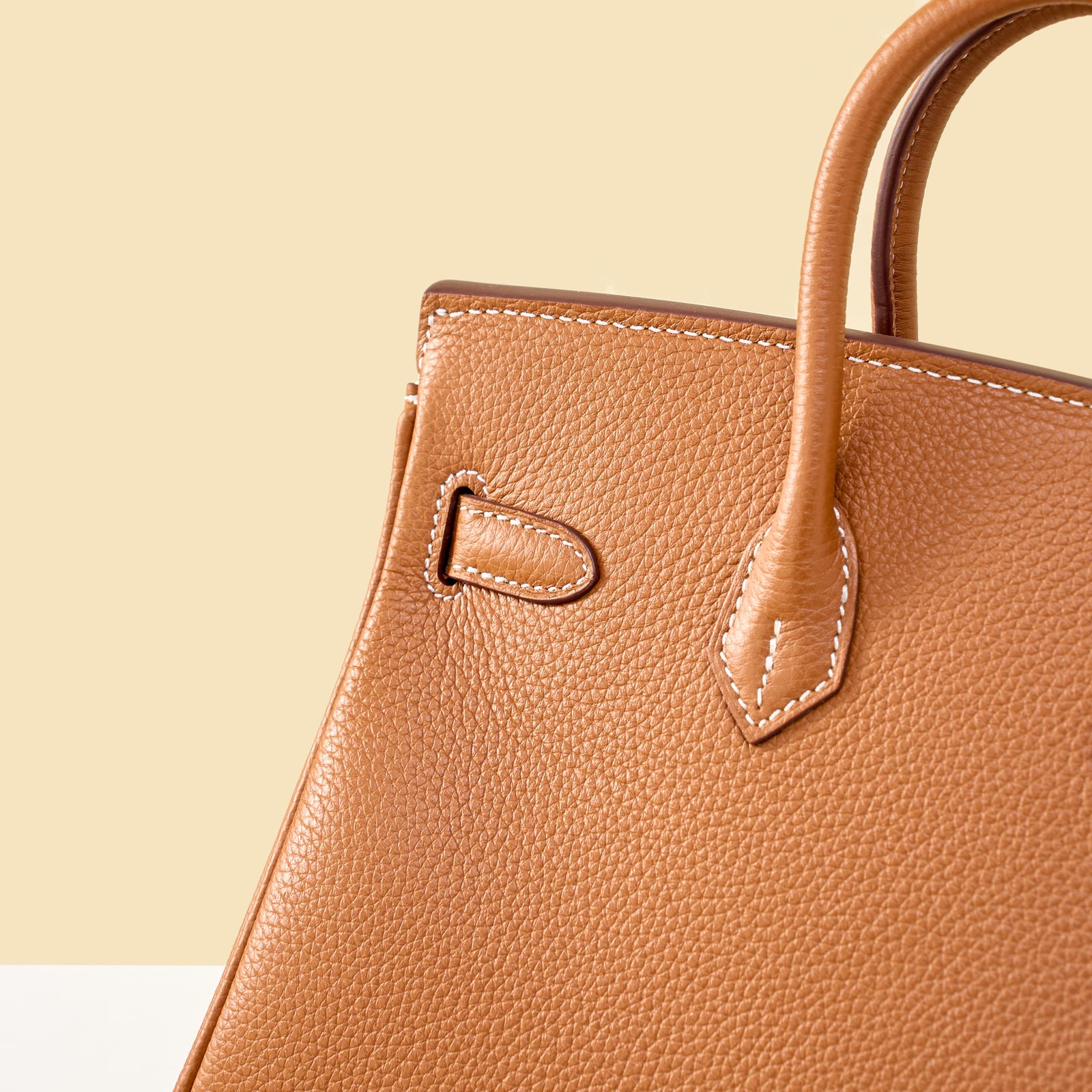 JX Birkin 25 in Gold with Contrast Stitching – Artisan Code 052, Hand-Stitched, Stainless Steel Hardware