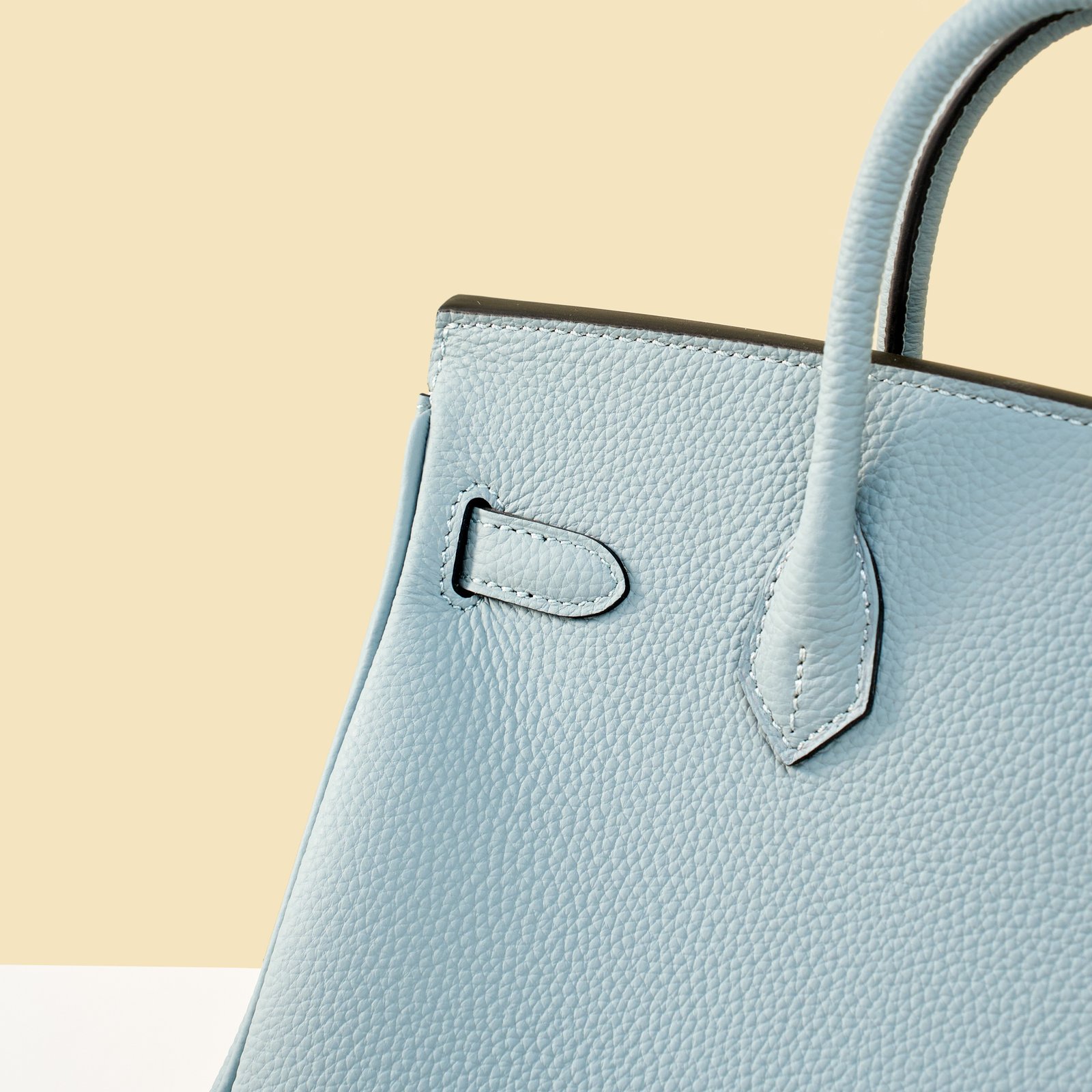 JX Birkin 25 in Linen Blue with Contrast Stitching – Artisan Code 052, Hand-Stitched, Stainless Steel Hardware