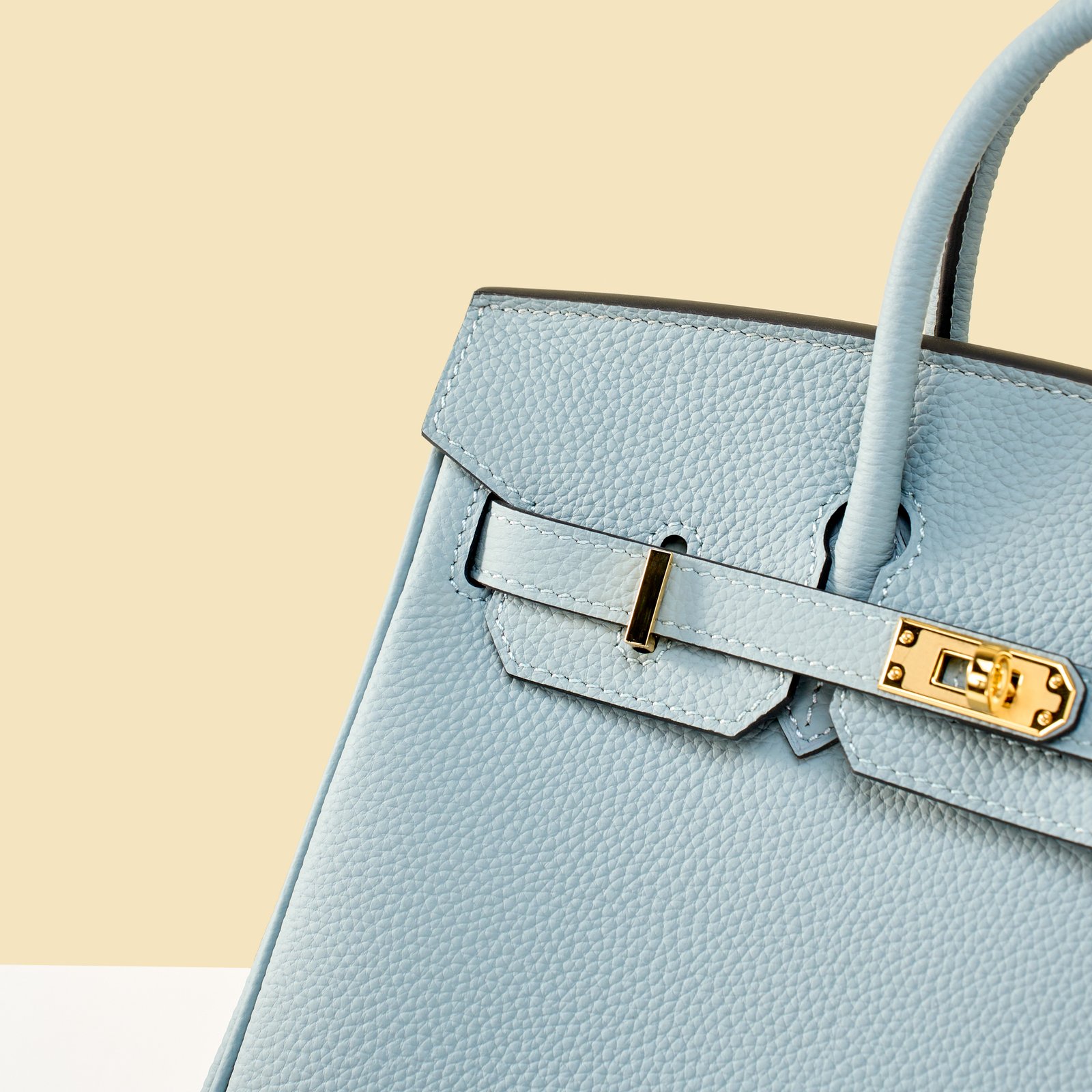 JX Birkin 25 in Linen Blue with Contrast Stitching – Artisan Code 052, Hand-Stitched, Stainless Steel Hardware