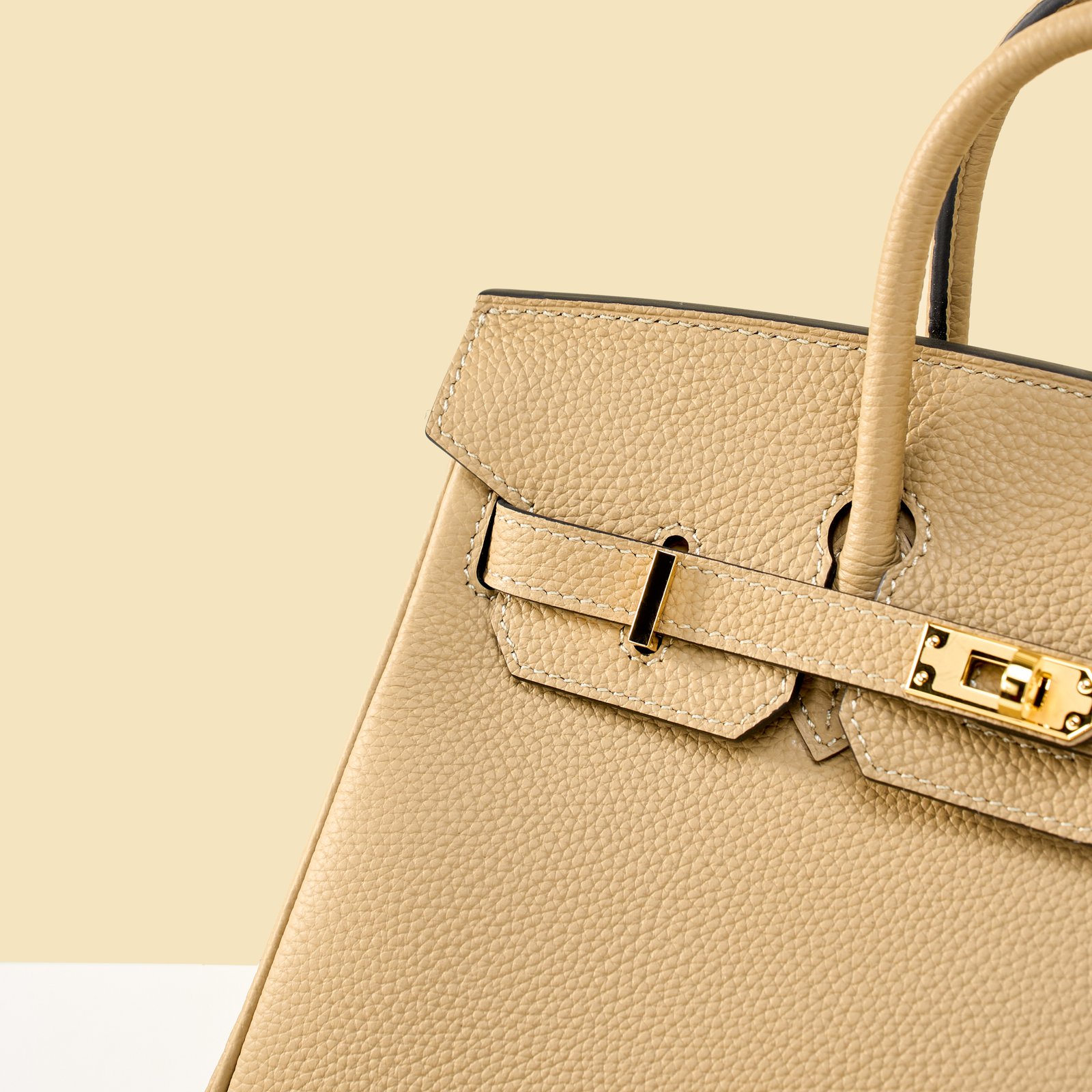 JX Birkin 25 in Milk Tea with Contrast Stitching – Artisan Code 052, Hand-Stitched, Stainless Steel Hardware