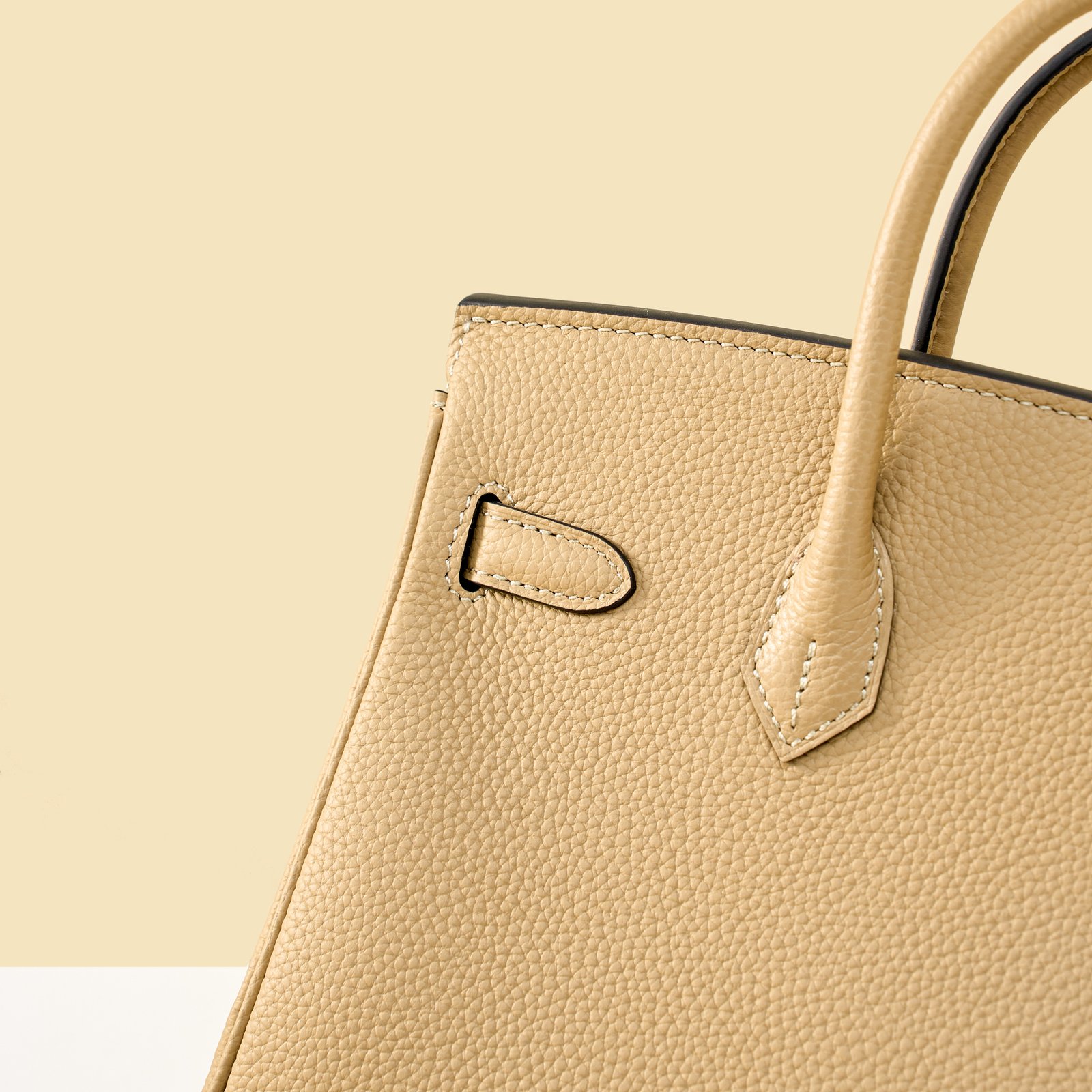 JX Birkin 25 in Milk Tea with Contrast Stitching – Artisan Code 052, Hand-Stitched, Stainless Steel Hardware