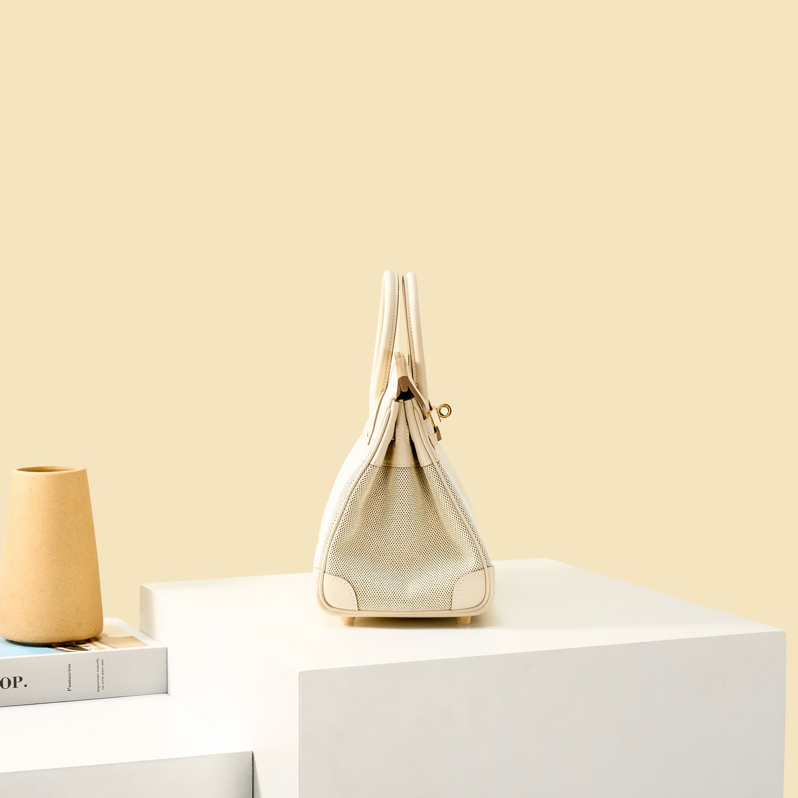JX Birkin 25 in Milkshake White – Artisan Code 052, Hand-Stitched, Stainless Steel Hardware