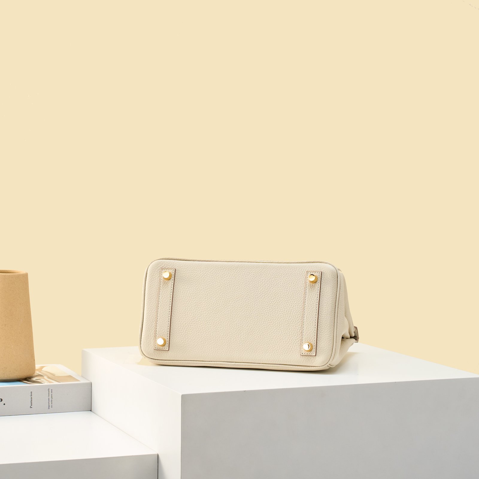 JX Birkin 25 in Milkshake White with Contrast Stitching – Artisan Code 052, Hand-Stitched, Stainless Steel Hardware