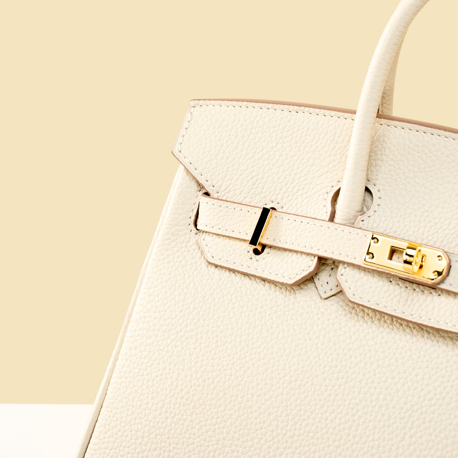 JX Birkin 25 in Milkshake White with Contrast Stitching – Artisan Code 052, Hand-Stitched, Stainless Steel Hardware