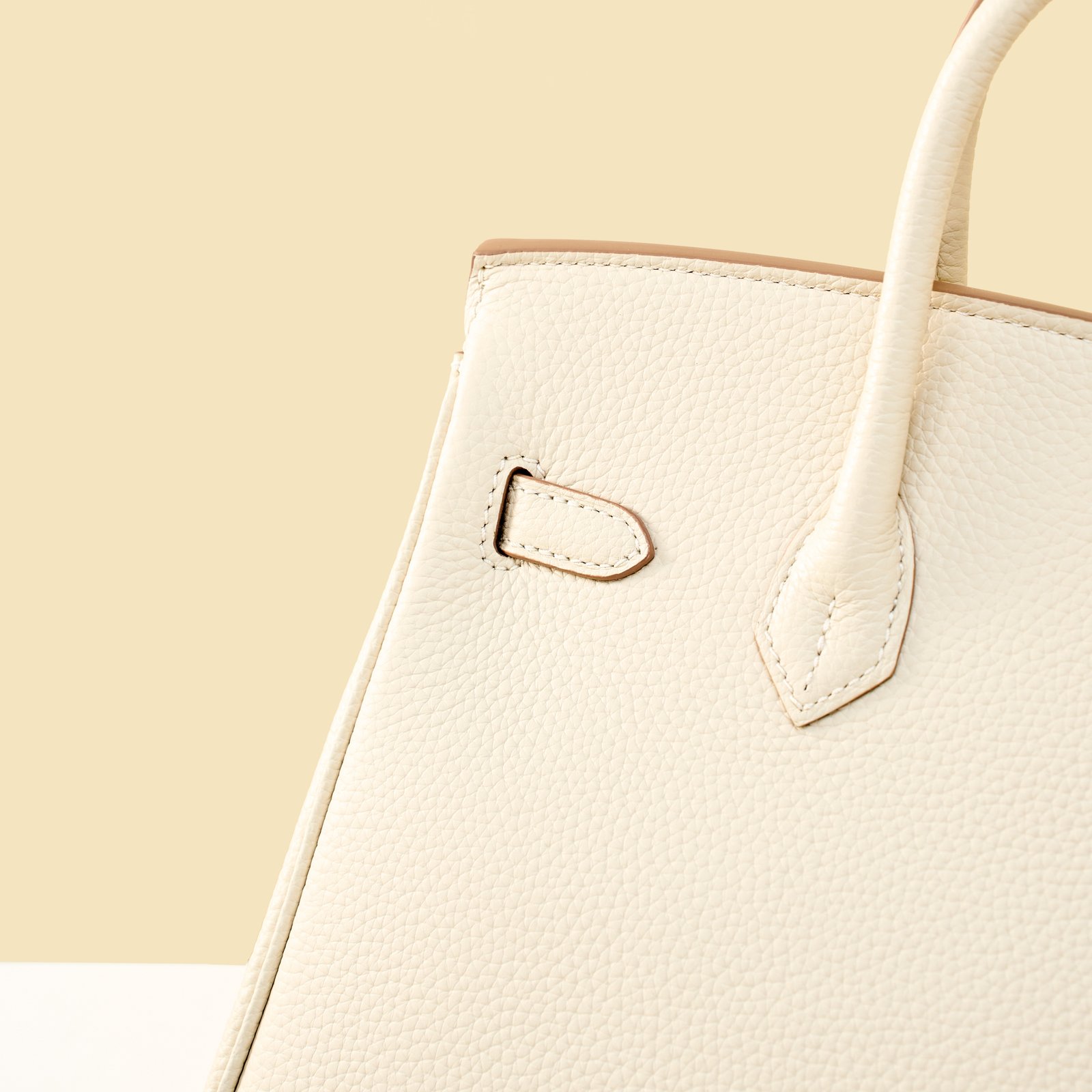 JX Birkin 25 in Milkshake White with Contrast Stitching – Artisan Code 052, Hand-Stitched, Stainless Steel Hardware