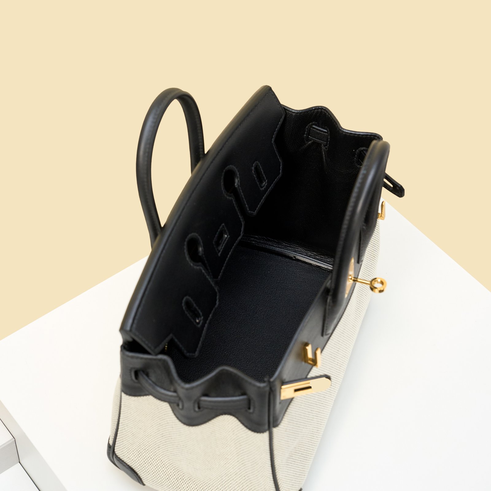 JX Birkin 25 in Noir – Artisan Code 052, Hand-Stitched, Stainless Steel Hardware