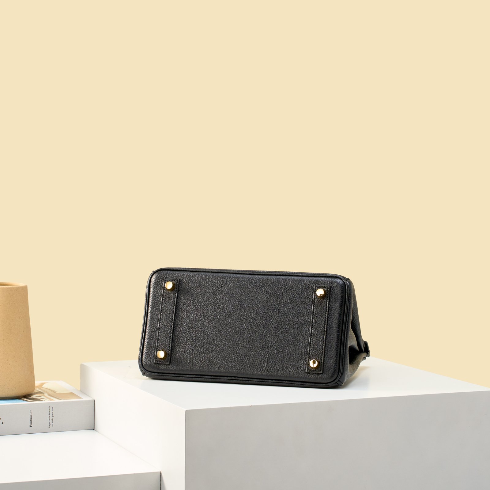 JX Birkin 25 in Noir with Contrast Stitching – Artisan Code 052, Hand-Stitched, Stainless Steel Hardware