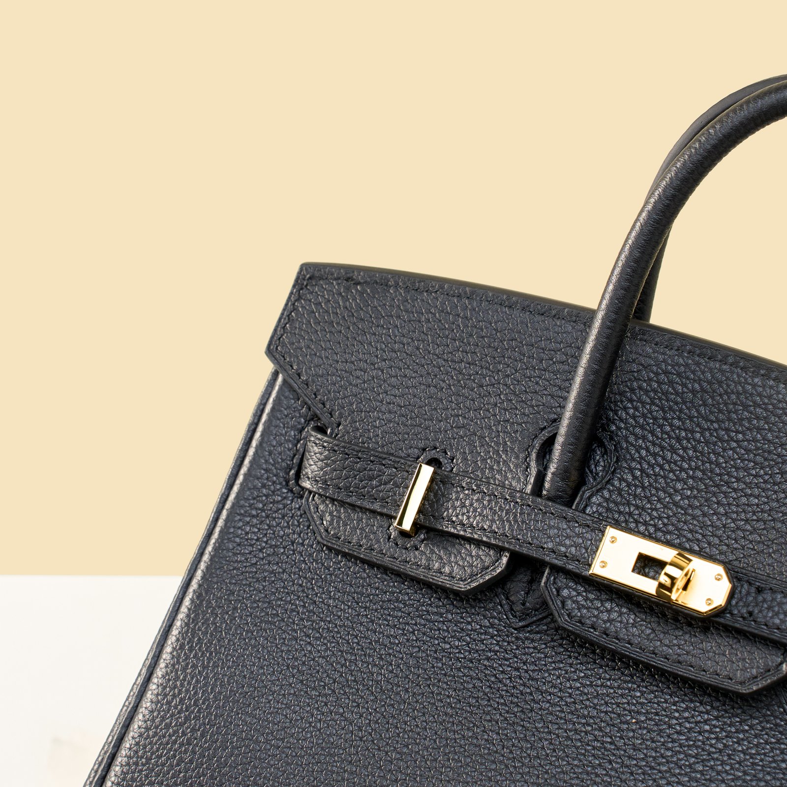JX Birkin 25 in Noir with Contrast Stitching – Artisan Code 052, Hand-Stitched, Stainless Steel Hardware