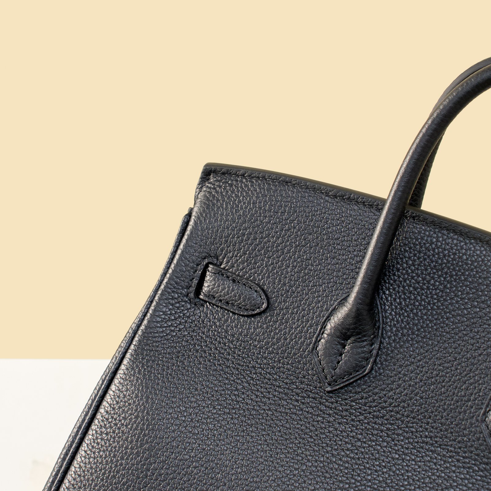 JX Birkin 25 in Noir with Contrast Stitching – Artisan Code 052, Hand-Stitched, Stainless Steel Hardware