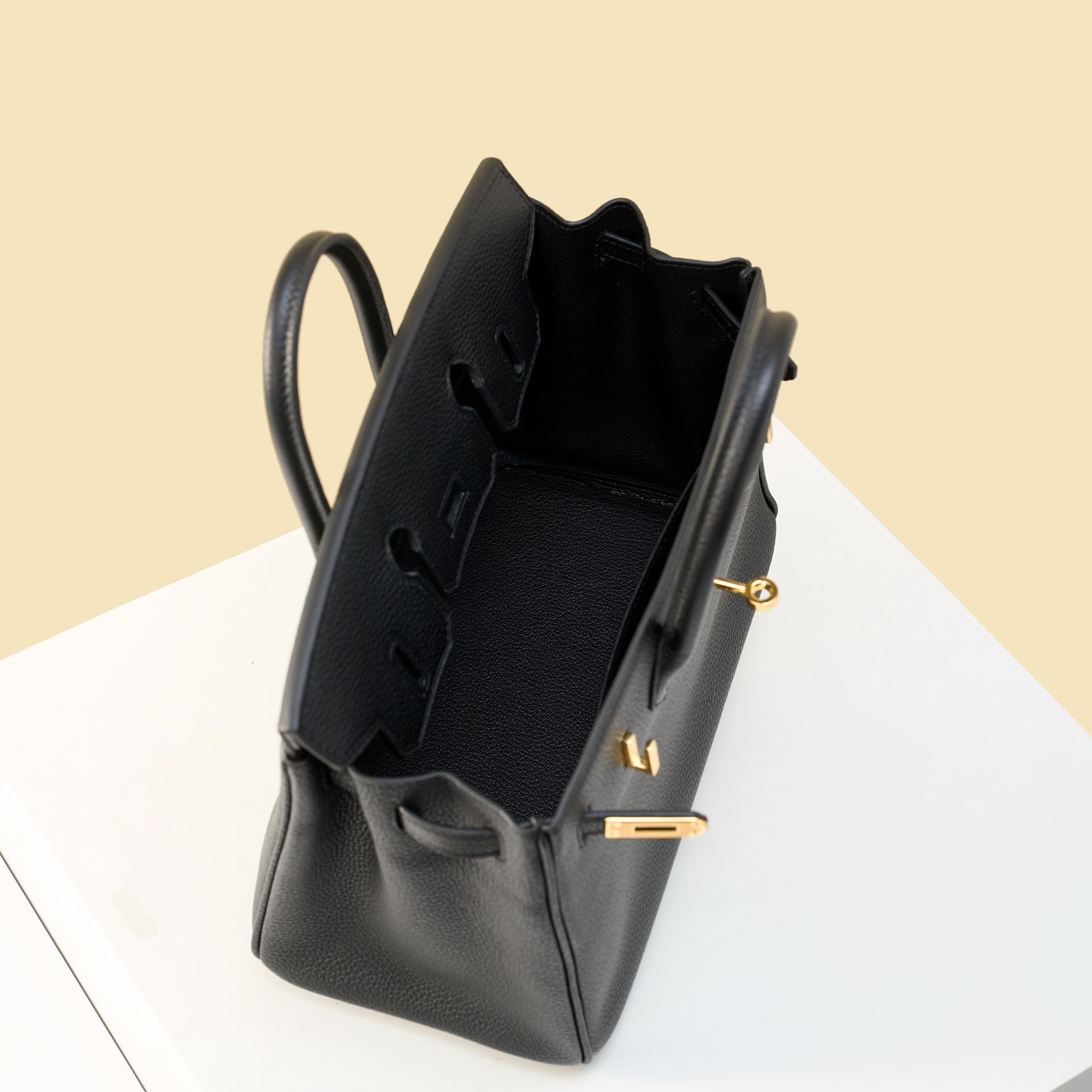JX Birkin 25 in Noir with Contrast Stitching – Artisan Code 052, Hand-Stitched, Stainless Steel Hardware