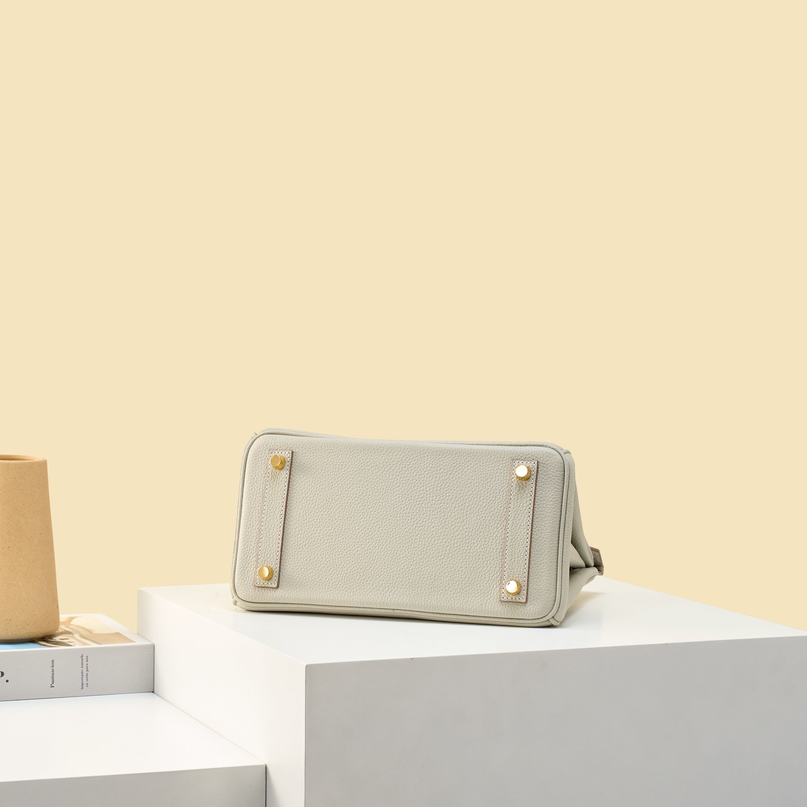 JX Birkin 25 in Pearl Grey with Contrast Stitching – Artisan Code 052, Hand-Stitched, Stainless Steel Hardware