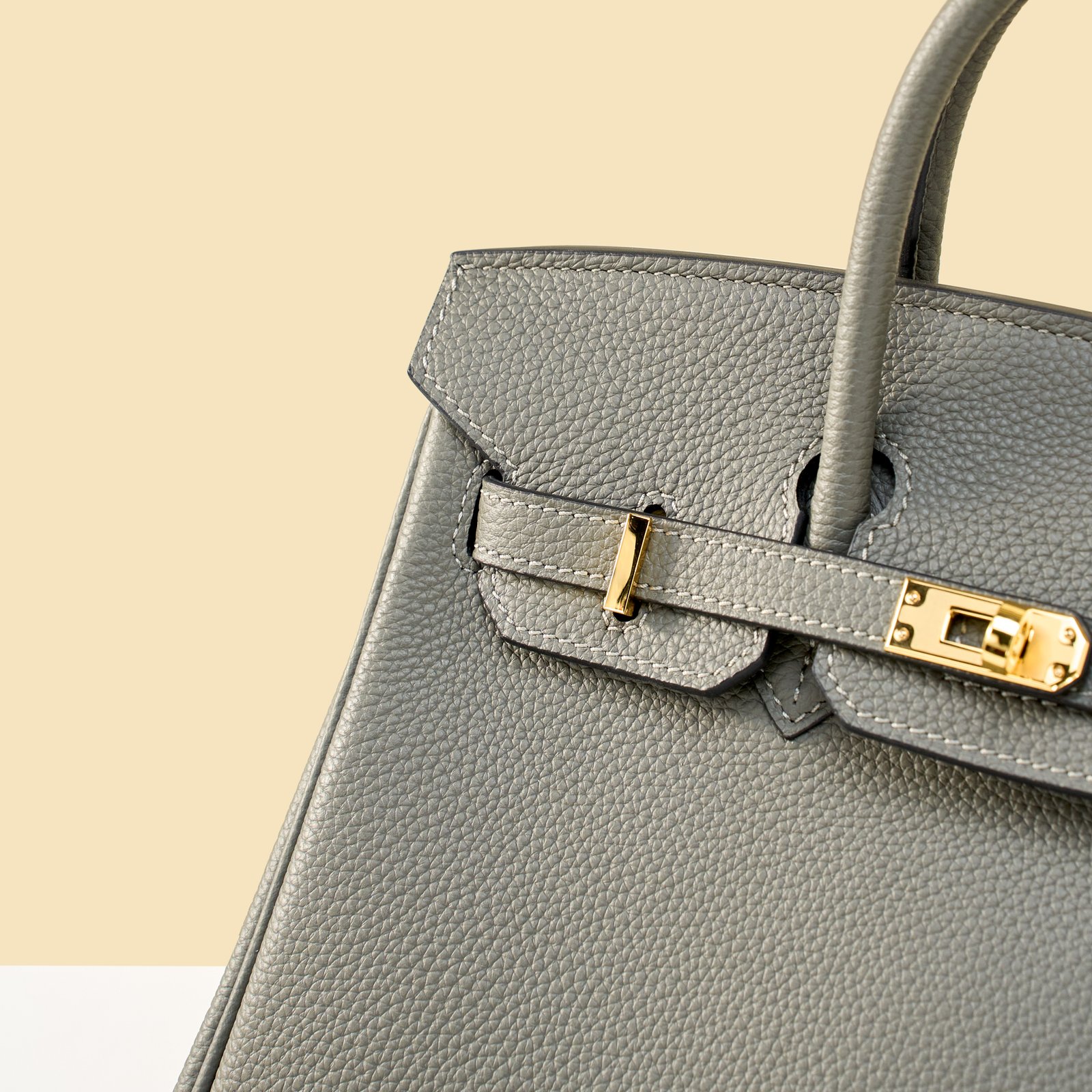 JX Birkin 25 in Storm Cloud Grey with Contrast Stitching – Artisan Code 052, Hand-Stitched, Stainless Steel Hardware