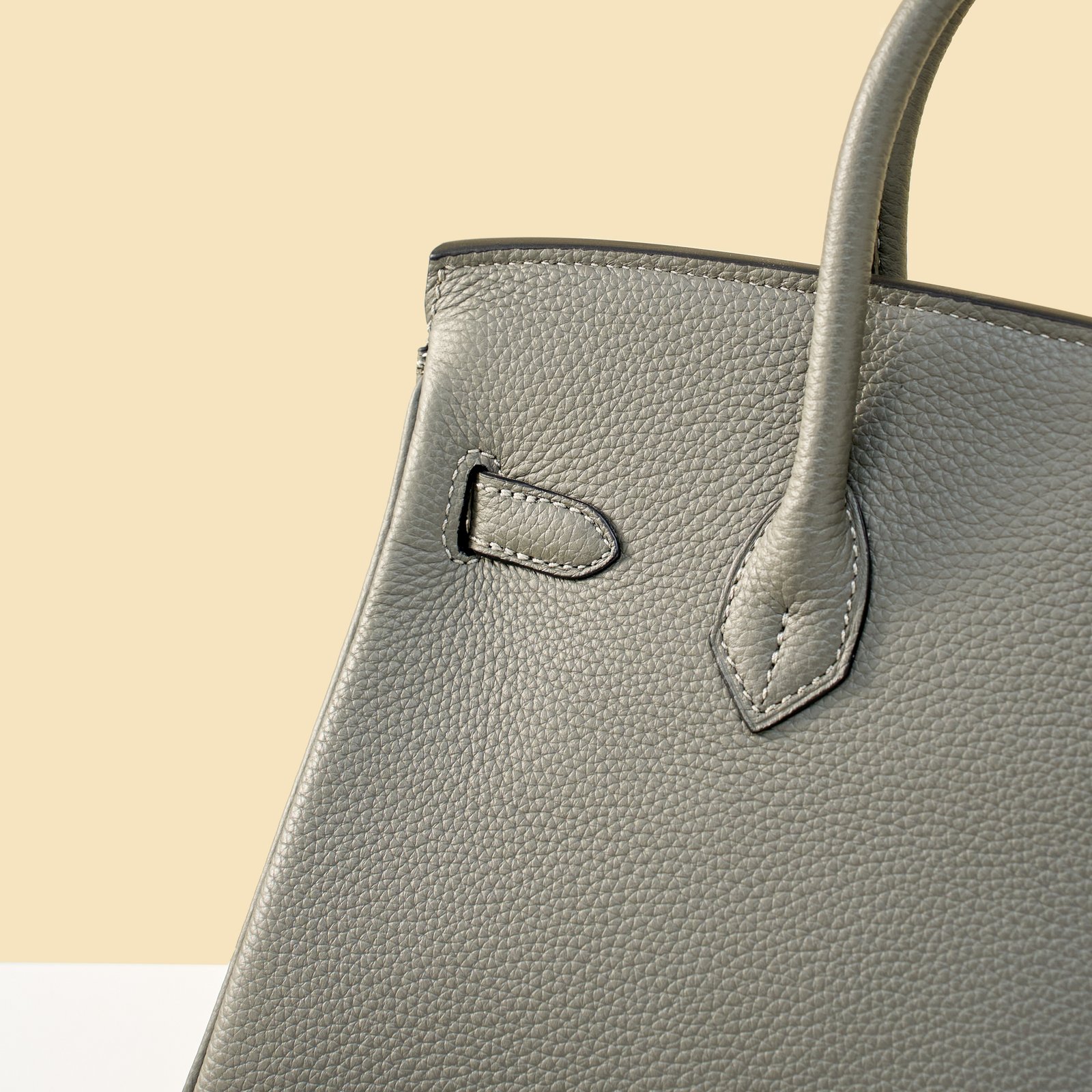 JX Birkin 25 in Storm Cloud Grey with Contrast Stitching – Artisan Code 052, Hand-Stitched, Stainless Steel Hardware